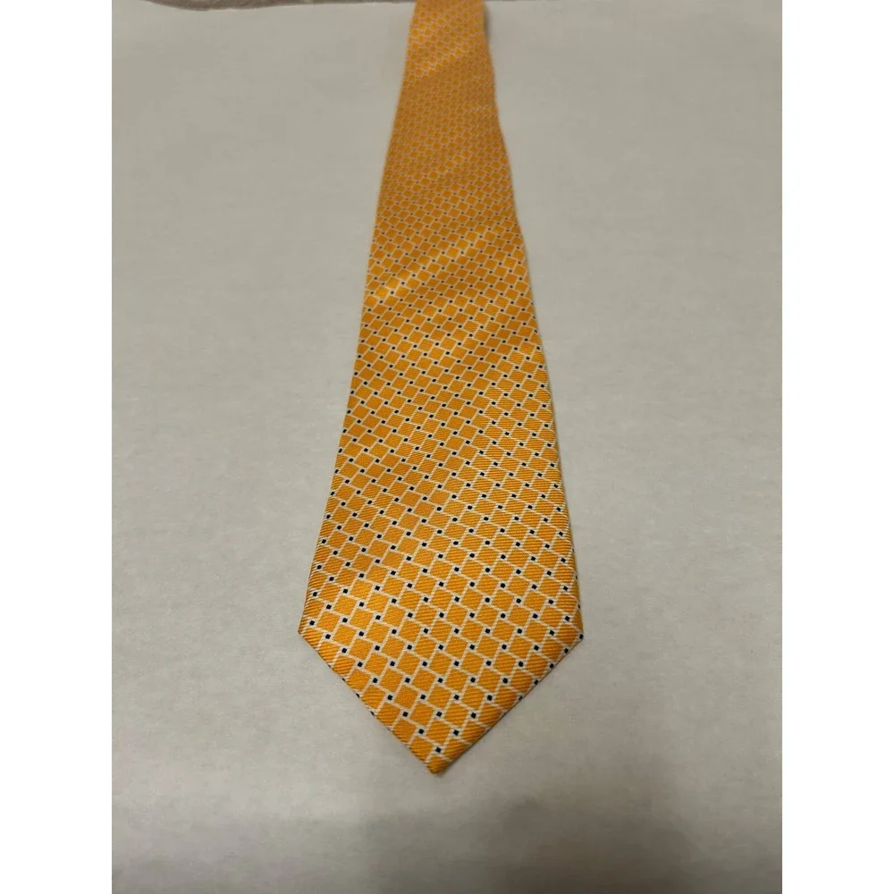 Jos. A. Bank Necktie Mens One‎ Size Yellow 100% Silk Square Geometric Designer
